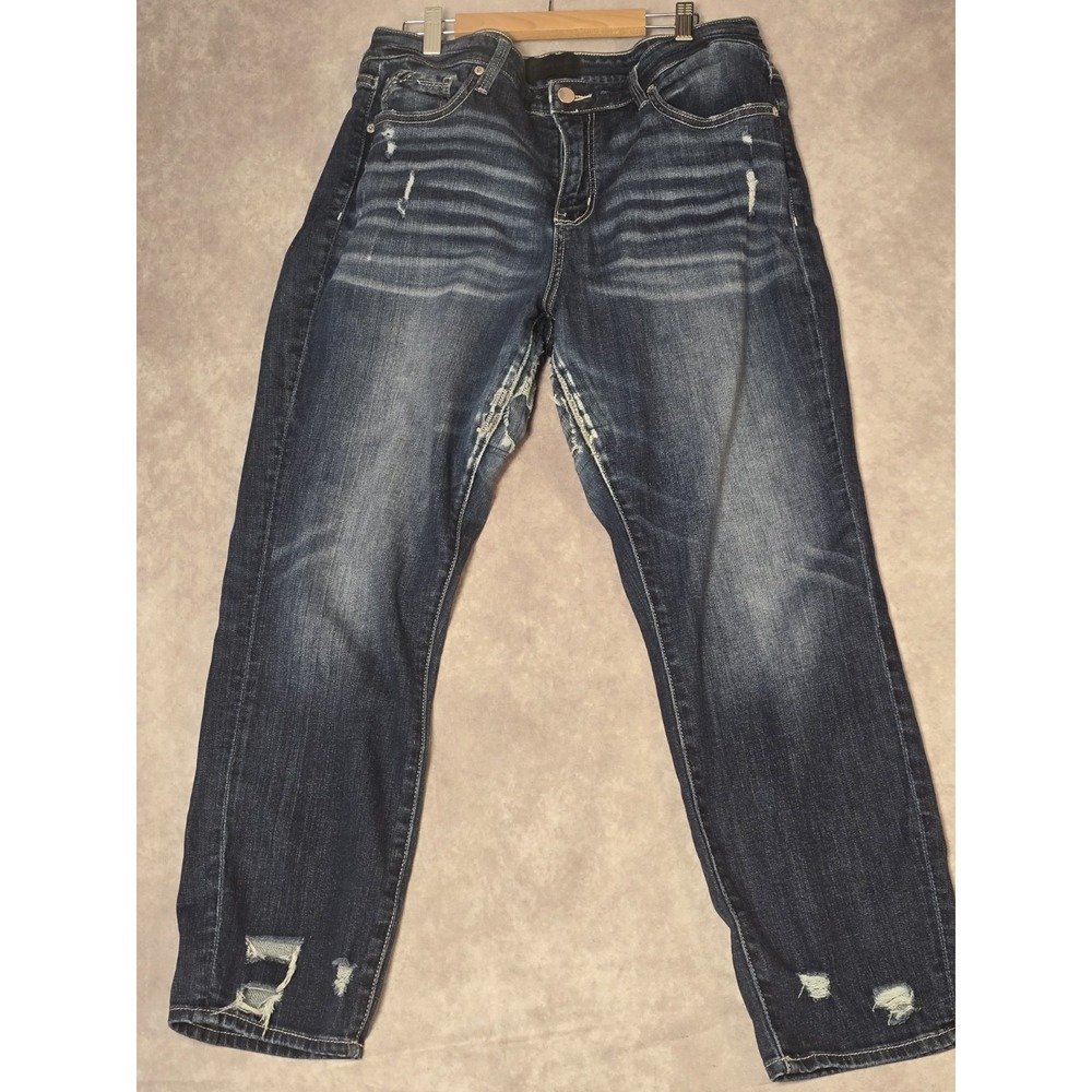 BKE Buckle "Black" Jeans Women's Size 29 Blue GIRLFRIEND very Distressed Stretch